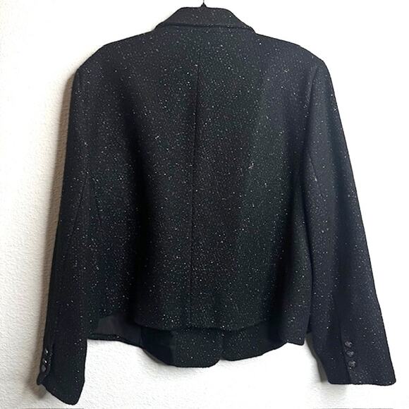 Womens Elevated Basic Cropped Tweed Blazer Sz 22W Black Gold Flecks Jacket - Picture 10 of 16